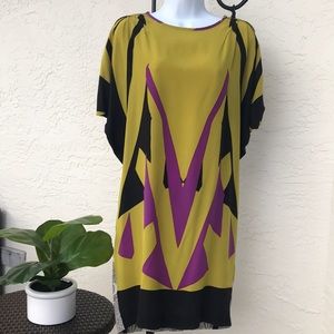 Etro Yellow and Purple Silk Mini Dress